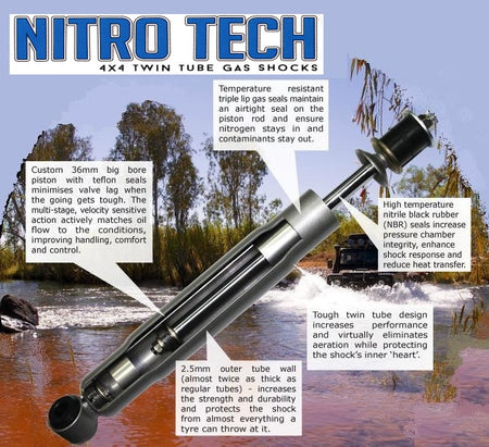Nitro Tech 40mm LIFT KIT - NISSAN NAVARA D40  Assembled Struts & Shocks.