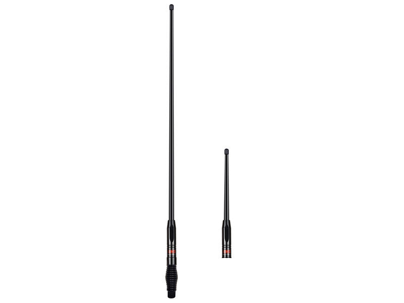 GME AE4705BTP (Twin Pack)  1.2m Colinear Antenna, HD Barrel spring, Black, 6.6 dBi gain Whip. PLUS AE4704B 2.1dBi gain Whip