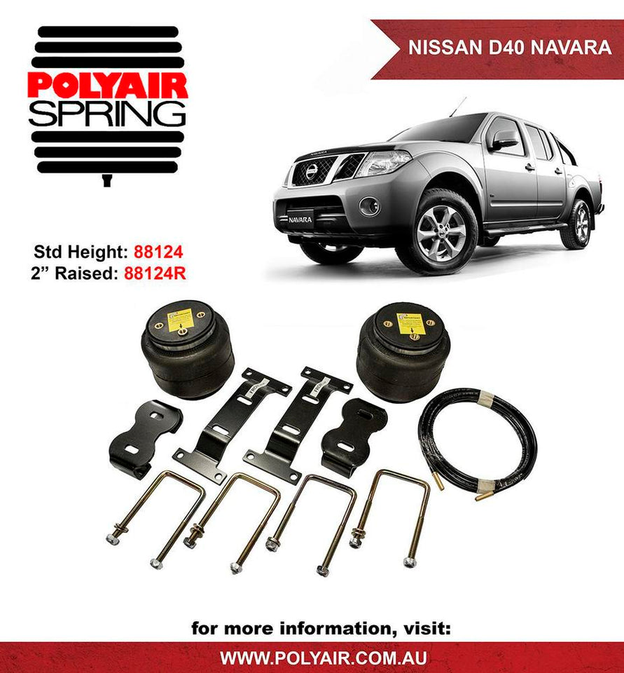 Polyair Bellows - NISSAN NAVARA D40, FOR 50mm RAISED REAR - BOLT ON KIT