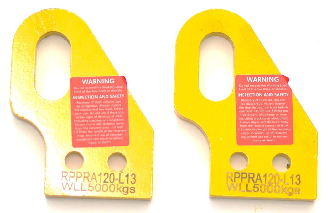 RS - PAIR (2) RATED RECOVERY POINTS - TOYOTA PRADO 120 SERIES, WLL 5000Kg PER TOW POINT.
