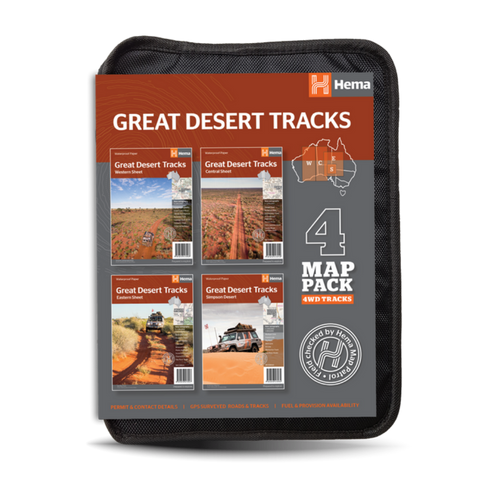 HEMA - MAPS Great Desert Tracks - 4 Map Pack with Storage Pack.